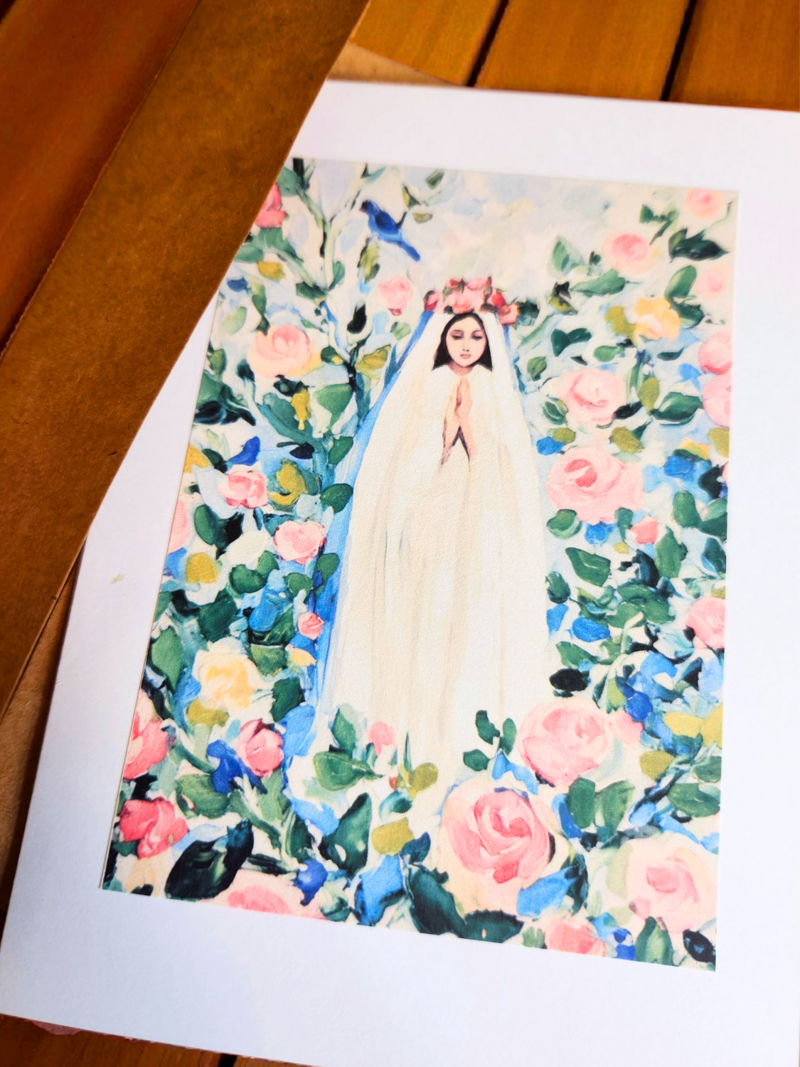 Handmade Mary Garden Notecard: 5x7 Individual Card