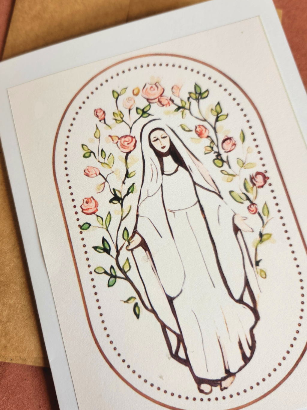 Handmade Marian Contemporary Blank Notecard:  5x7 Individual Card