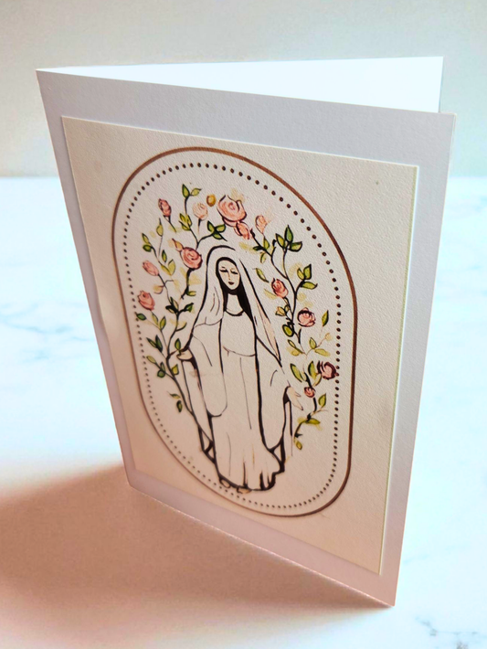 Handmade Marian Contemporary Blank Notecard:  5x7 Individual Card