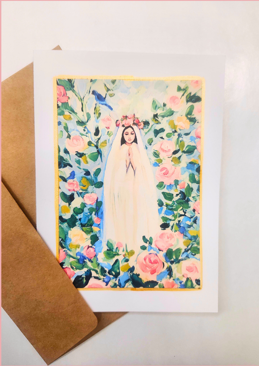 Handmade Mary Garden Notecard:  5x7 Individual Card