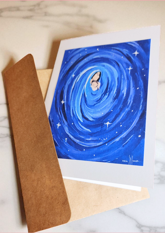 Catholic Marian Notecard - Contemporary Blue 5x7 Gift Card