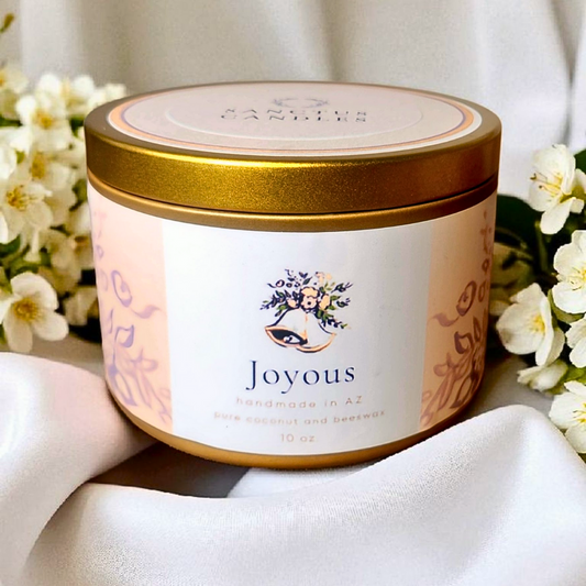 Joyous Double-Wicked Gold Tin Scented Candle