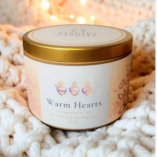 Warm Hearts Double-Wicked Gold Tin Scented Candle