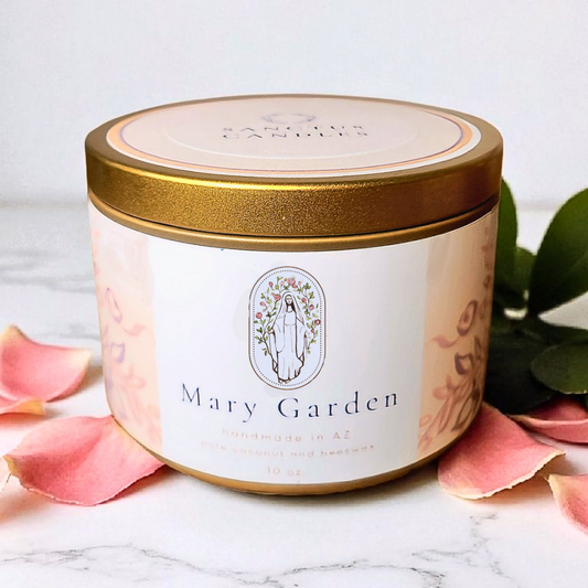 Mary Garden Double-Wicked Gold Tin Scented Candle