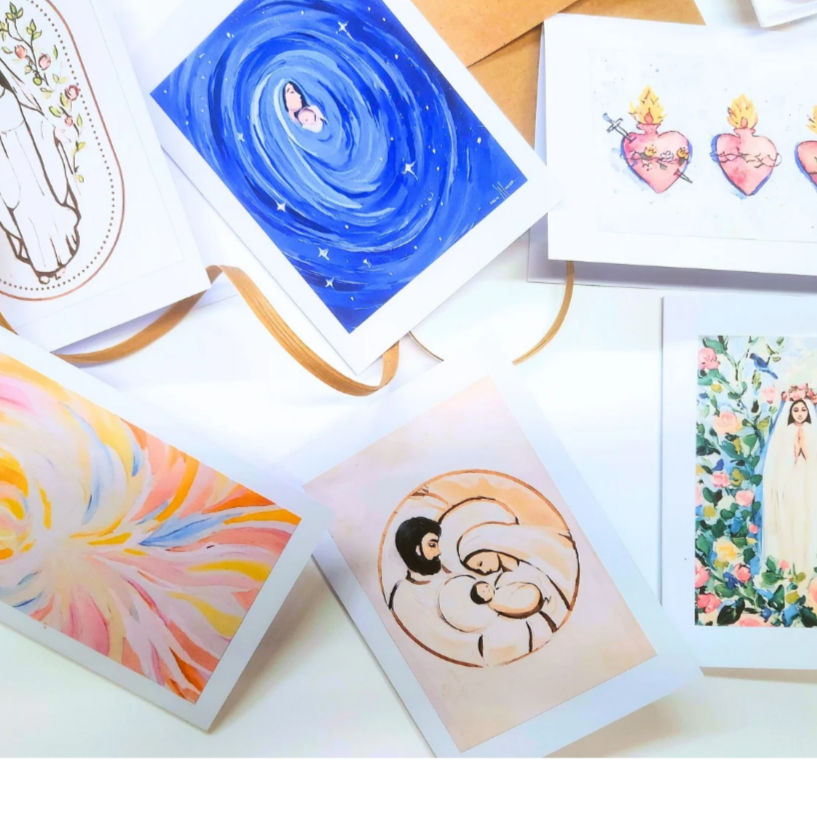 Catholic Notecards set; hand-embellished 5x7 gift cards