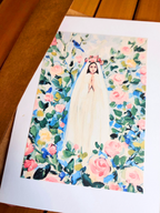 Handmade Mary Garden Notecard:  5x7 Individual Card